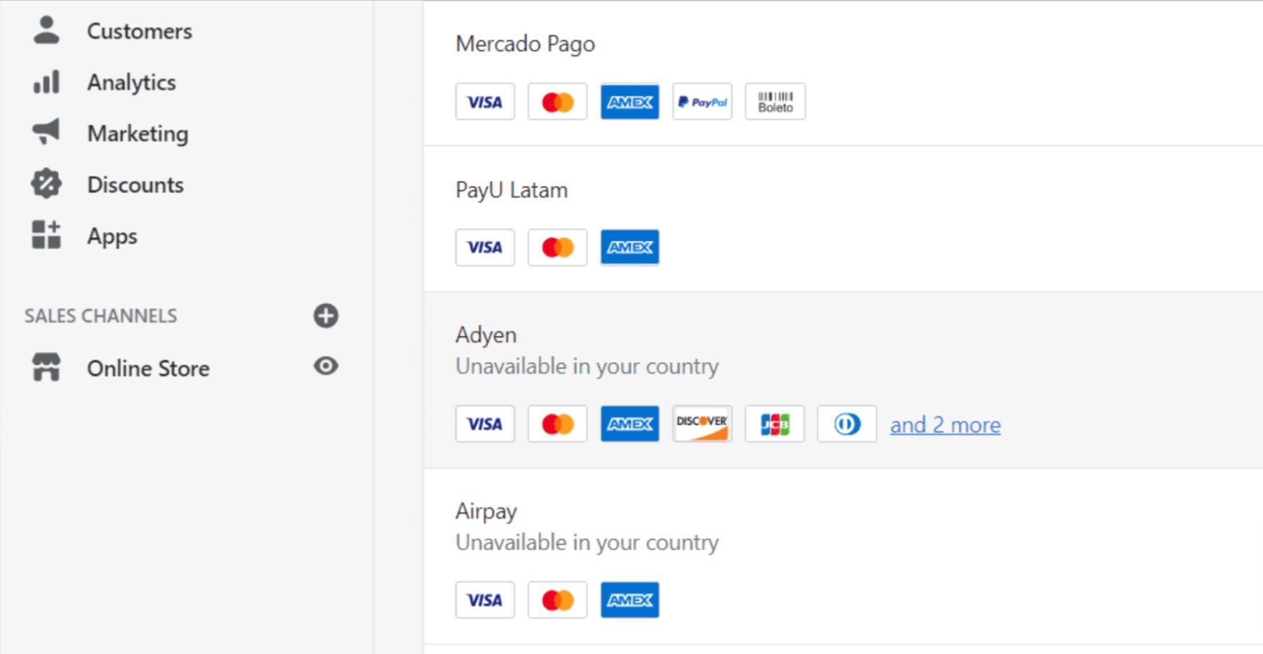 Configurar pagos de Shopify