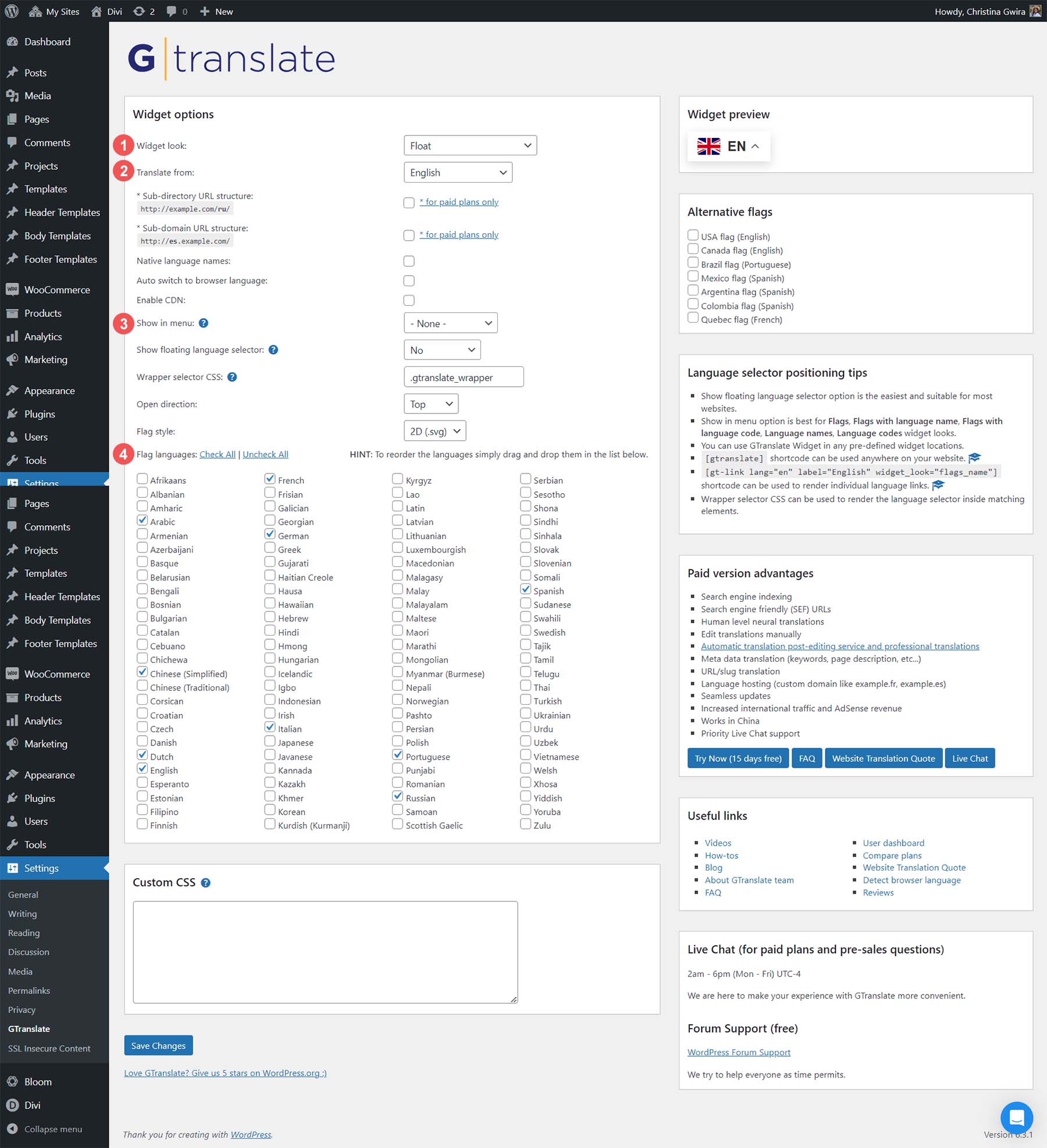 Configuración de GTraducir
