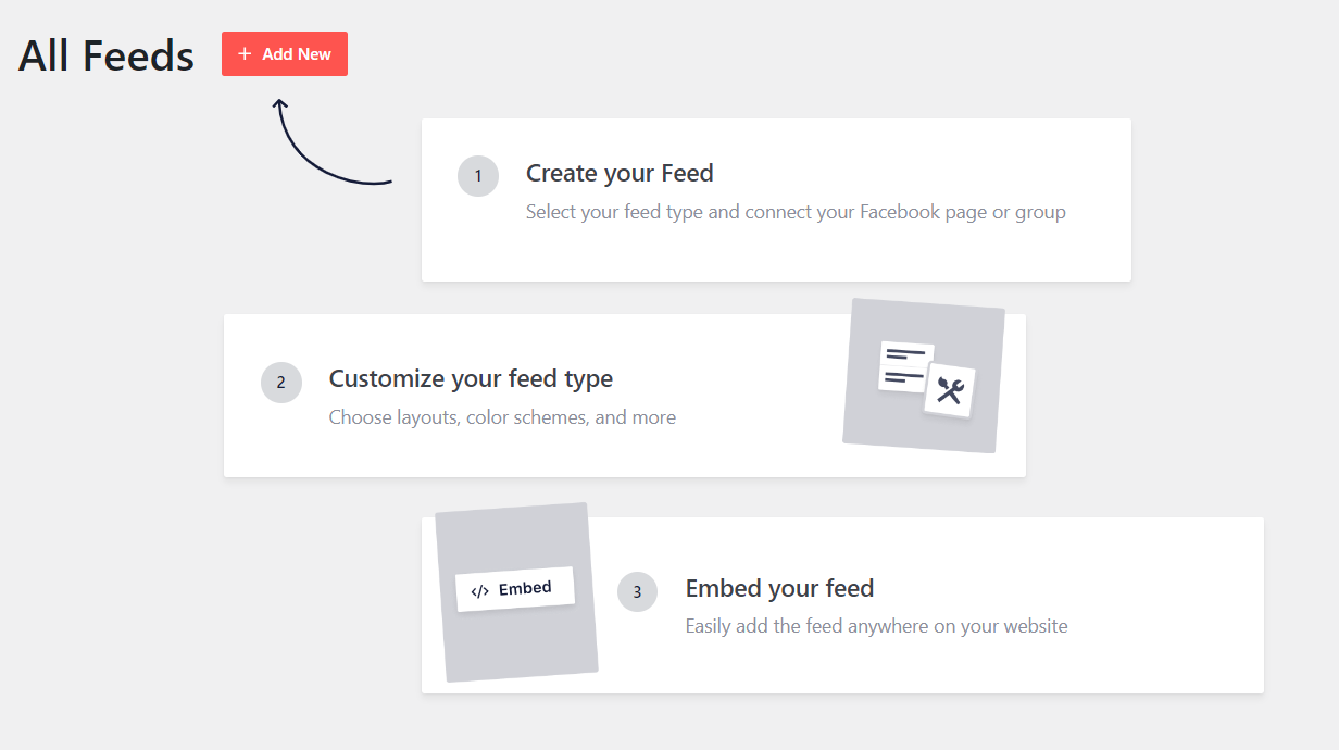 crear un nuevo feed de Facebook