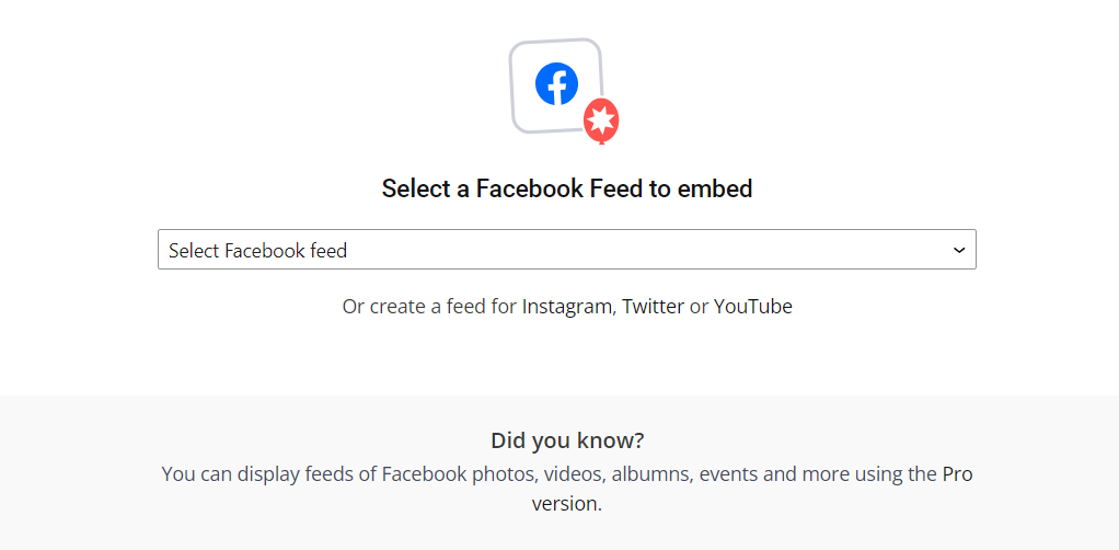 Seleccione el feed de Facebook que desee