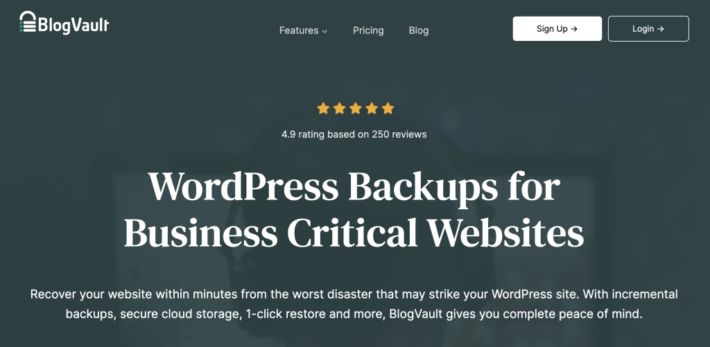 Los 5 mejores complementos de migración de respaldo de WordPress para mantener sus datos seguros y moverse con seguridad (algunos de ellos son mejores para evitar fallas migratorias de su sitio Woo) 1 BlogVault - Complemento de migración de copia de seguridad de WordPress