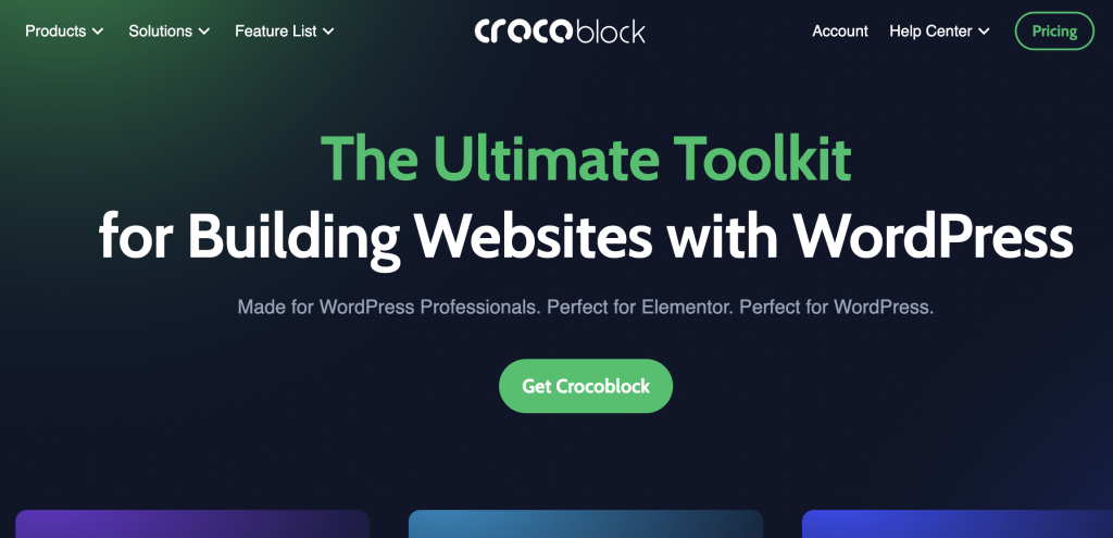 Los 5 mejores complementos de bloques para transformar su sitio de WordPress de una pesadilla tradicional a un paraíso pixelado en 2024 3 Página de inicio de Crocoblock