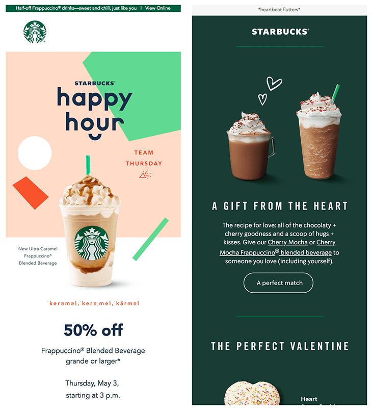 Correo electrónico de marketing de Starbucks.