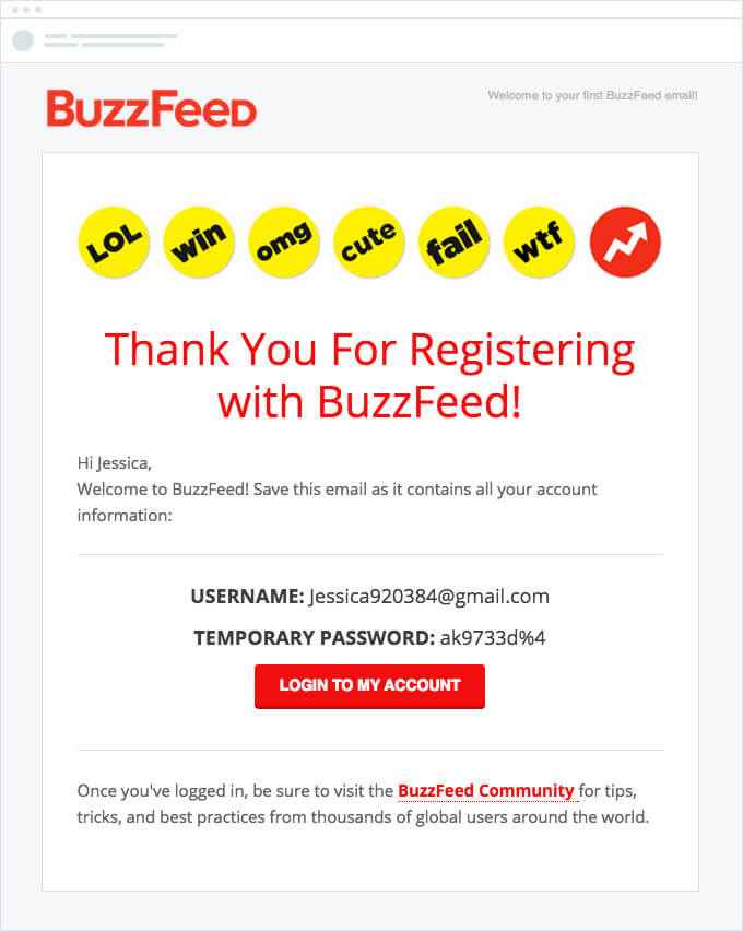 correo electrónico transaccional de buzzfeed