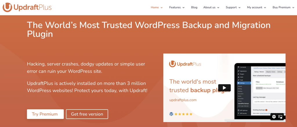 Los 5 mejores complementos de migración de respaldo de WordPress para mantener sus datos seguros y moverse con seguridad (algunos de ellos son mejores para evitar fallas migratorias de su sitio Woo) 3 Updraft Plus - Complemento de migración de copia de seguridad de WordPress