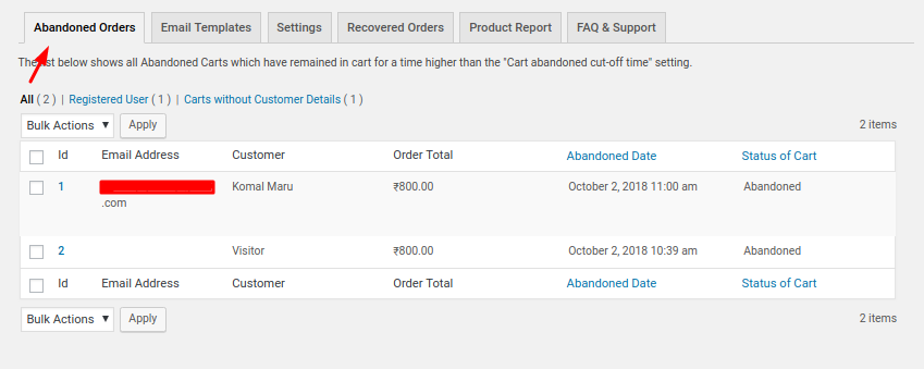 Cómo ver carritos abandonados en WooCommerce gratis 2 Ver carritos abandonados en WooCommerce