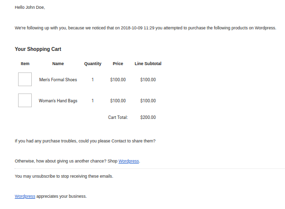 Cómo ver carritos abandonados en WooCommerce gratis 7 Incluya el estilo de plantilla de correo electrónico de WooCommerce