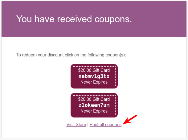 ¿Cómo crear diferentes tipos de tarjetas de regalo de WooCommerce? 6 imprimir cupones